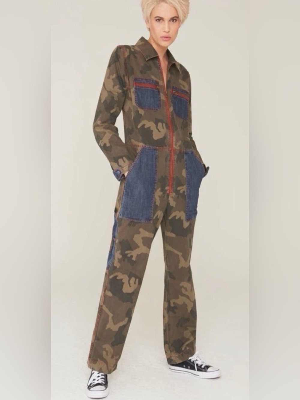 La Boheme Jonah Jumpsuit in Camouflage Twill Print NWT